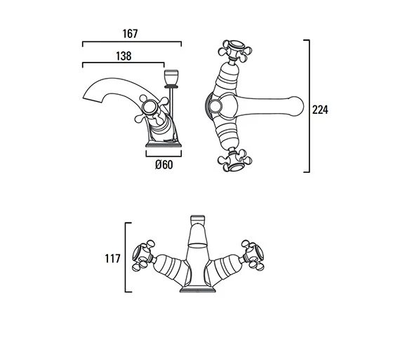 Roper Rhodes Henley Deck Mounted Basin Mixer Tap Chrome With Pop Up Waste 4 Roper Rhodes Henley Deck Mounted Basin Mixer Tap Chrome With Pop Up Waste - Image 2