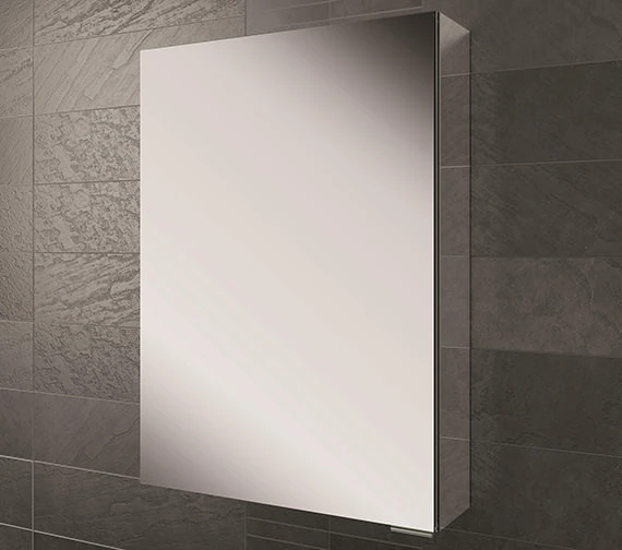 HIB Eris Single Door Aluminium Mirrored Cabinet 400 X 600mm - 5 HIB Eris Single Door Aluminium Mirrored Cabinet 400 X 600mm - - Image 3