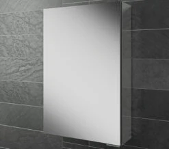 HIB Eris Single Door Aluminium Mirrored Cabinet 400 X 600mm -