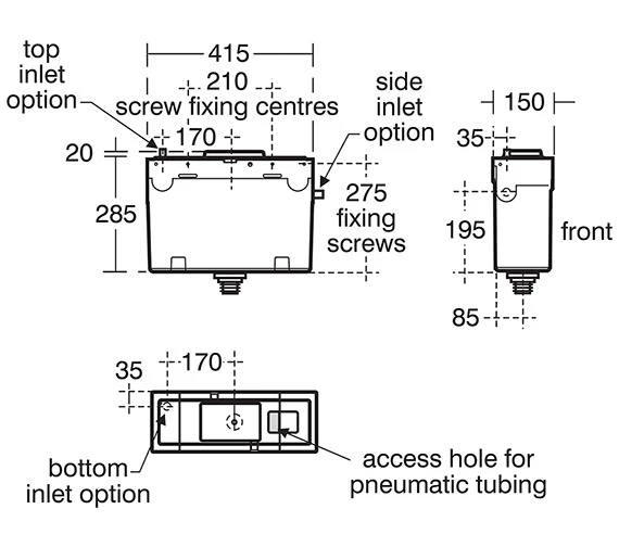 Armitage Shanks Conceala 2 Side Inlet Dual Flush Cistern -S364367 4 Armitage Shanks Conceala 2 Side Inlet Dual Flush Cistern -S364367 - Image 2