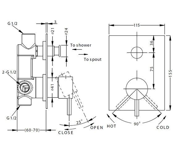 Crosswater Kai Lever Recessed Chrome Manual Shower Valve 6 Crosswater Kai Lever Recessed Chrome Manual Shower Valve - Image 4