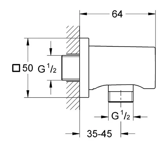 Grohe Allure Chrome Wall Shower Outlet Elbow - 27076000 4 Grohe Allure Chrome Wall Shower Outlet Elbow - 27076000 - Image 2