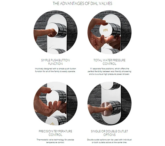 Crosswater Dial Chrome Central Trim Thermostatic Shower Valve With 2 Way Diverter 8 Crosswater Dial Chrome Central Trim Thermostatic Shower Valve With 2 Way Diverter - Image 6