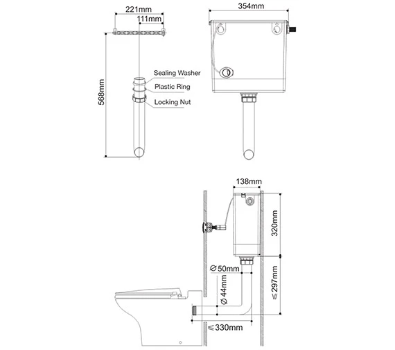 IMEX White Concealed Cable Operated Cistern With Dual Flush Button 4 IMEX White Concealed Cable Operated Cistern With Dual Flush Button - Image 2