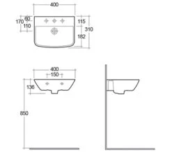 RAK Summit 1 Tap Hole White Wall Hung Hand Basin 400mm - SUM40BAS1 -Duravit Store M 2016 12 13 11 35 6 53