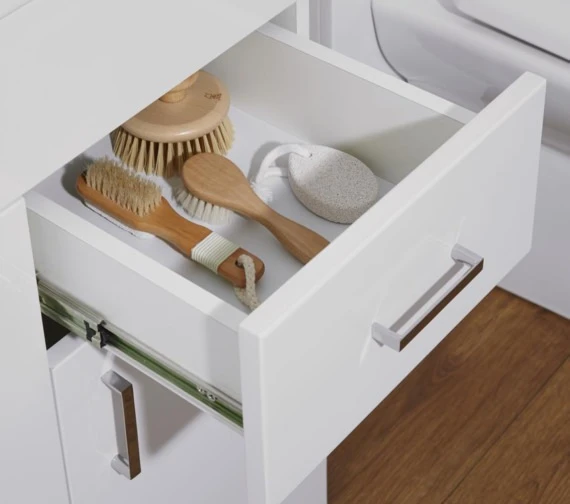 Nuie Eden Floor-Standing 3 Door And 2 Drawer White Cabinet With Basin 11 Nuie Eden Floor-Standing 3 Door And 2 Drawer White Cabinet With Basin - Image 9