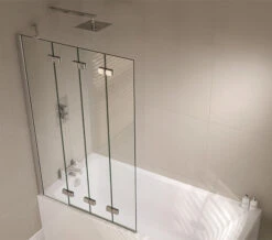 April Prestige 965 X 1500mm Frame-less 4 Fold Bath Screen