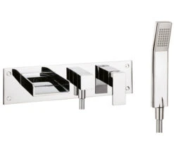Crosswater Water Square 3 Hole Chrome Bath Shower Mixer With Kit And Diverter