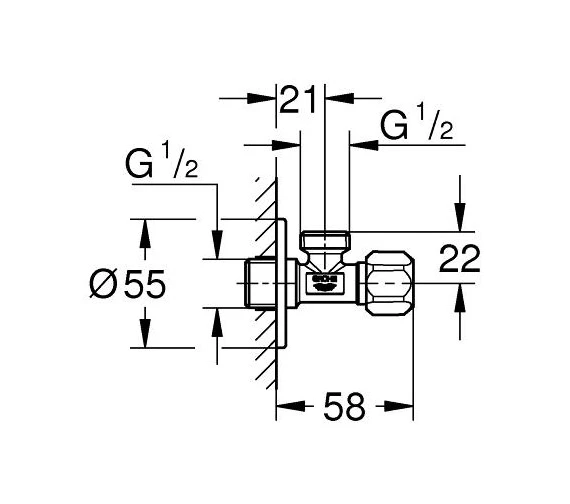 Grohe Chrome Angle Valve 1-2 Inch 4 Grohe Chrome Angle Valve 1-2 Inch - Image 2