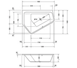 Duravit Paiova 1900mm X 1400mm Right-Left 5 Corner Built In Bath With Frame -Duravit Store M 2017 12 30 10 34 50 781