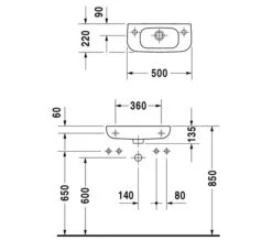 Duravit D-Code 500mm Handrise Basin Without Tap Hole -Duravit Store M 2017 12 9 10 9 11 453
