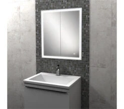 HIB Vanquish Double Door LED Demisting Recessed Mirror Cabinet 730mm High