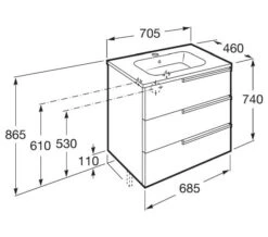 Roca Victoria-N Unik Luxurious 3-Drawer Wall Hung Unit 600mm With Basin -Duravit Store M 2017 3 18 7 25 2 532