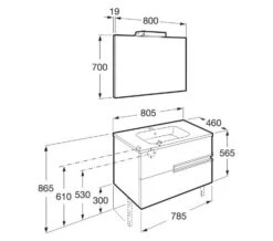 Roca Victoria-N Gloss White 800 X 565mm Vanity Unit Pack With Mirror And Spotlight -Duravit Store M 2017 3 24 6 34 32 624