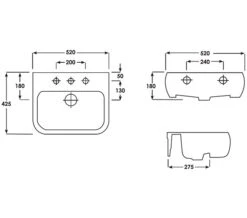 RAK Metropolitan 1 Tap Hole Semi Recessed White Basin 520mm - METSRBAS1 9 RAK Metropolitan 1 Tap Hole Semi Recessed White Basin 520mm - METSRBAS1 -Duravit Store M 2017 9 29 8 21 30 833