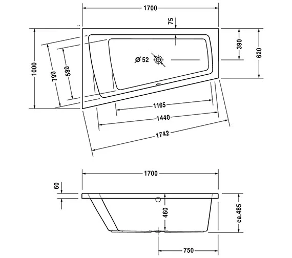 Duravit Paiova 1700mm X 1000mm Right-Left Backrest Slope Bath With Frame 5 Duravit Paiova 1700mm X 1000mm Right-Left Backrest Slope Bath With Frame - Image 3