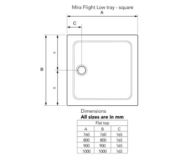 Mira Flight Low Square Shower Tray White With Waste 4 Mira Flight Low Square Shower Tray White With Waste - Image 2
