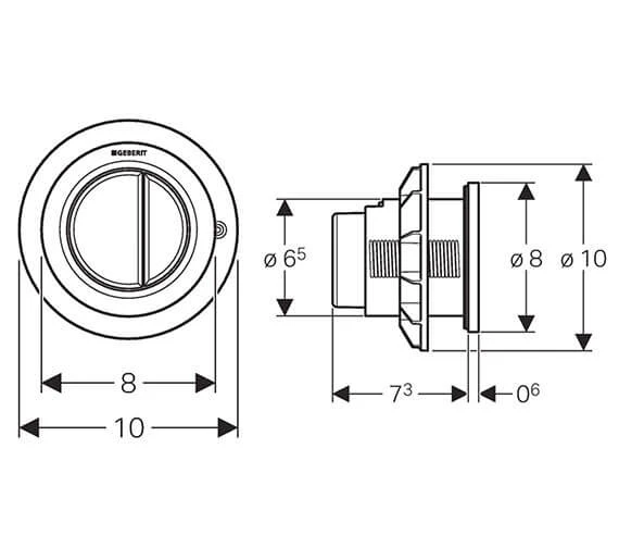 Geberit Type 10 Round Pneumatic Dual Flush Furniture Actuator 4 Geberit Type 10 Round Pneumatic Dual Flush Furniture Actuator - Image 2