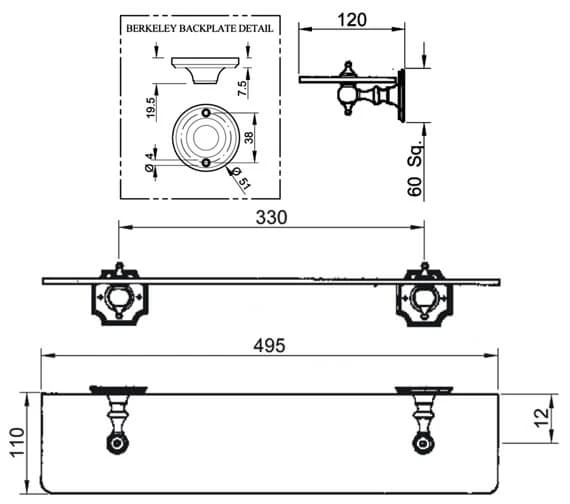 Silverdale Berkeley 495mm Glass Shelf Chrome 5 Silverdale Berkeley 495mm Glass Shelf Chrome - Image 3