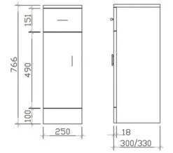Nuie Mayford 250mm Wide Cupboard White Furniture Unit -Duravit Store M 2018 6 15 10 7 49 939