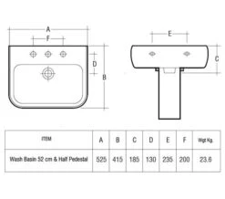 RAK Metropolitan White Basin 525mm With Full Pedestal -Duravit Store M 2018 6 29 14 38 23 798