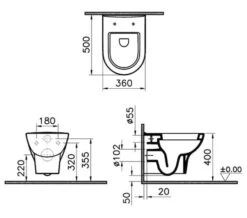 VitrA Zentrum 500mm White Wall Hung WC Pan And Seat -Duravit Store M 2018 8 14 8 52 46 510