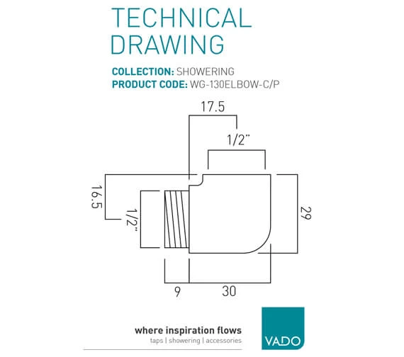 Vado Chrome Extension Elbow For Bath Shower Mixer 4 Vado Chrome Extension Elbow For Bath Shower Mixer - Image 2