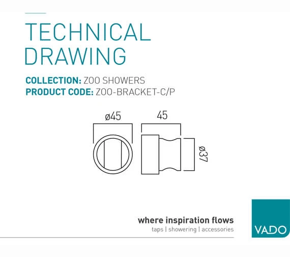 Vado Zoo Chrome Wall Mounted Shower Bracket 4 Vado Zoo Chrome Wall Mounted Shower Bracket - Image 2