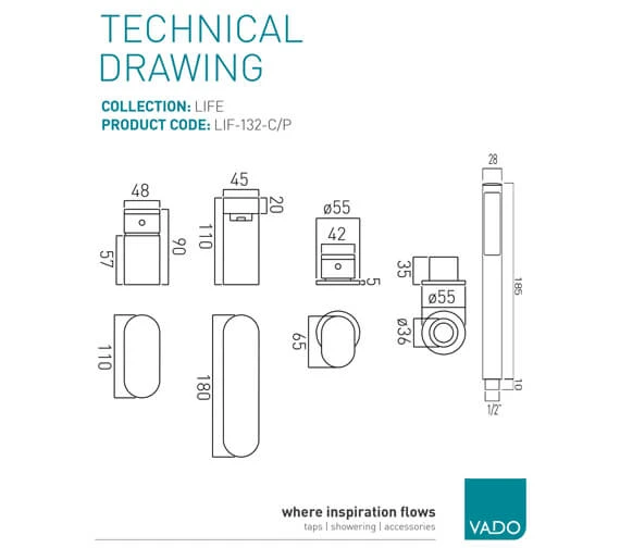 Vado Life Chrome 4-Hole Bath Shower Mixer Tap With Kit 4 Vado Life Chrome 4-Hole Bath Shower Mixer Tap With Kit - Image 2