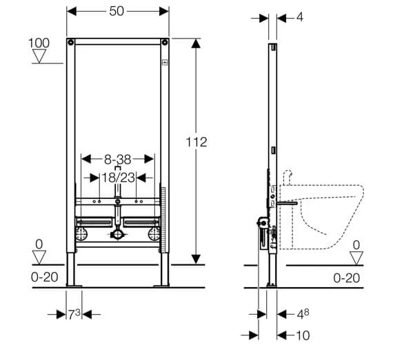 Geberit Duofix 500 X 1120mm Universal Bidet Frame Blue 4 Geberit Duofix 500 X 1120mm Universal Bidet Frame Blue - Image 2