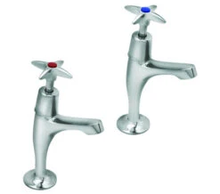Deva Cross Handle Pair Of Chrome Sink Taps