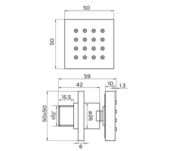 Niagara Observa Square Shower Body Jet Chrome 4 Niagara Observa Square Shower Body Jet Chrome - Image 2