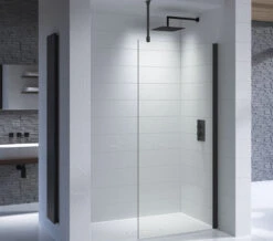 Kudos Ultimate Black 1952mm High Flat 8mm Glass Shower Panel