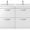 Nuie Athena 1200mm Wide Floor Standing 4 Drawer Cabinet And Double Basin