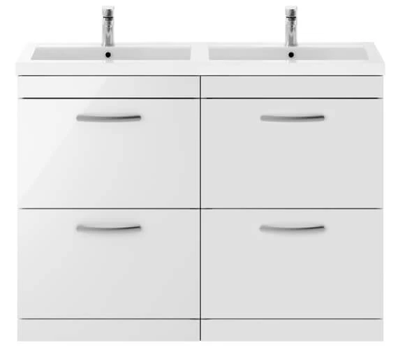 Nuie Athena 1200mm Wide Floor Standing 4 Drawer Cabinet And Double Basin 3 Nuie Athena 1200mm Wide Floor Standing 4 Drawer Cabinet And Double Basin