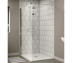 Aqualux Shine 6 Walk In 1900mm High Polished Silver Shower Panel