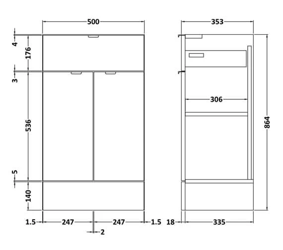 Hudson Reed Fusion 500 X 355mm Floor-Standing Drawer Lined Unit 4 Hudson Reed Fusion 500 X 355mm Floor-Standing Drawer Lined Unit - Image 2