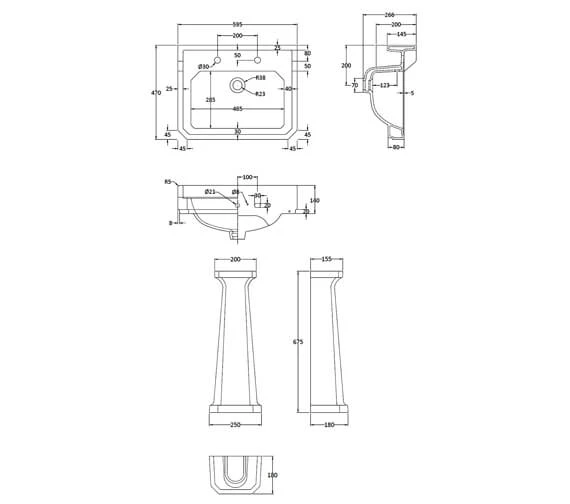 Hudson Reed Richmond Square Basin White And Full Pedestal 16 Hudson Reed Richmond Square Basin White And Full Pedestal - Image 14