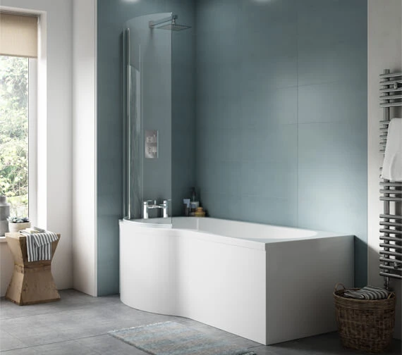 Nuie P-Shaped Shower Bath White 7 Nuie P-Shaped Shower Bath White - Image 5