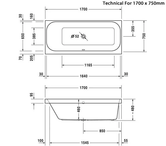 Duravit Happy D2 Built-In Bath With Frame 7 Duravit Happy D2 Built-In Bath With Frame - Image 5