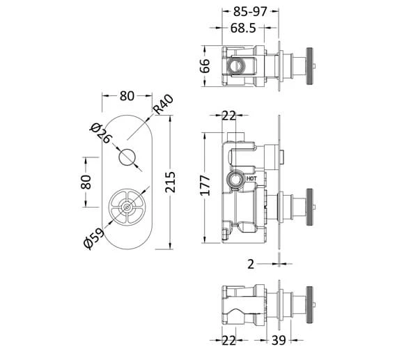 Hudson Reed Revolution Industrial Push Button Shower Valve Chrome 4 Hudson Reed Revolution Industrial Push Button Shower Valve Chrome - Image 2