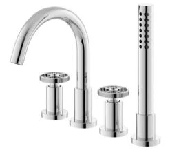 Hudson Reed Revolution Industrial 4 Hole Deck Mounted Bath Mixer Tap Chrome