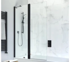 Crosswater Design Plus 1060 X 1500mm Frame-less Double Bath Screen - Outward Opening