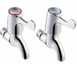 Deva Lever Action Pair Of Chrome Bib Taps