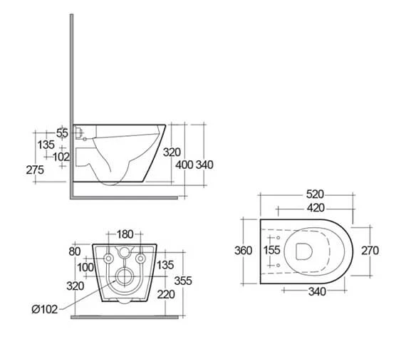 Rak Resort Wall Hung WC Pan With Soft Close Seat 4 Rak Resort Wall Hung WC Pan With Soft Close Seat - Image 2