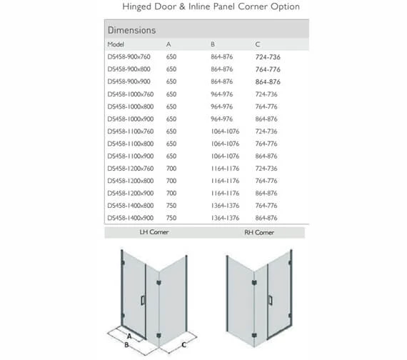 Aqata Design DS458 Hinged Door And Inline Panel Corner Enclosure 4 Aqata Design DS458 Hinged Door And Inline Panel Corner Enclosure - Image 2