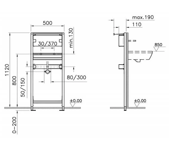 VitrA 500 X 1120 Washbasin Frame With Built-In Mixer 4 VitrA 500 X 1120 Washbasin Frame With Built-In Mixer - Image 2
