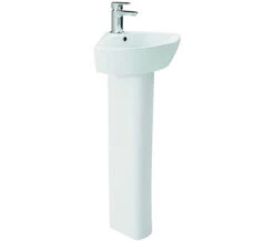 Britton My Home 450mm Wide Compact White Cloakroom Corner Basin With Full Pedestal