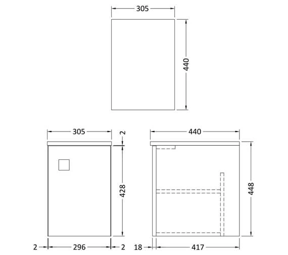 Hudson Reed Sarenna 305 X 440mm Single Door Wall Hung Cupboard 4 Hudson Reed Sarenna 305 X 440mm Single Door Wall Hung Cupboard - Image 2