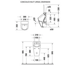 Duravit Me-By-Starck 300mm X 350mm Rimless Urinal -Duravit Store M 2020 2 5 7 38 31 283